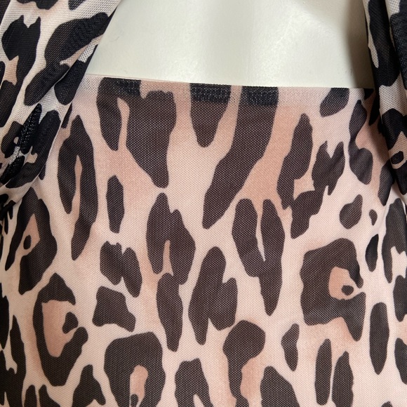 AFRM Leopard Print Mesh Midi Dress in Brown and Cream mob wife Y2K vixen - Picture 12 of 12